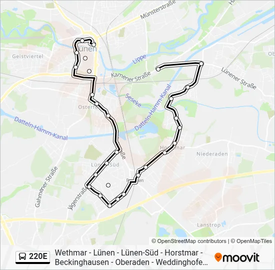 220E Bus Line Map