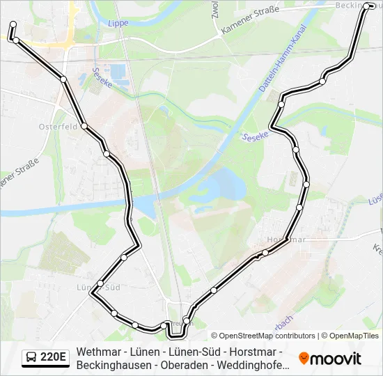 220E Bus Line Map