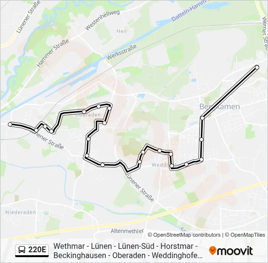 220E Bus Line Map