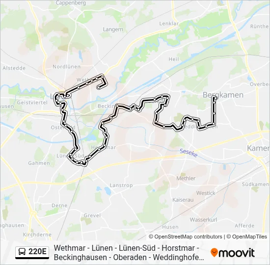 220E Bus Line Map