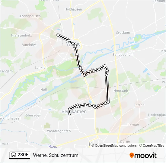 230E Bus Line Map