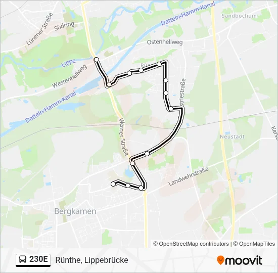 230E Bus Line Map