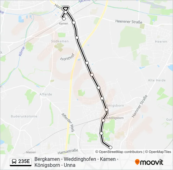 235E Bus Line Map