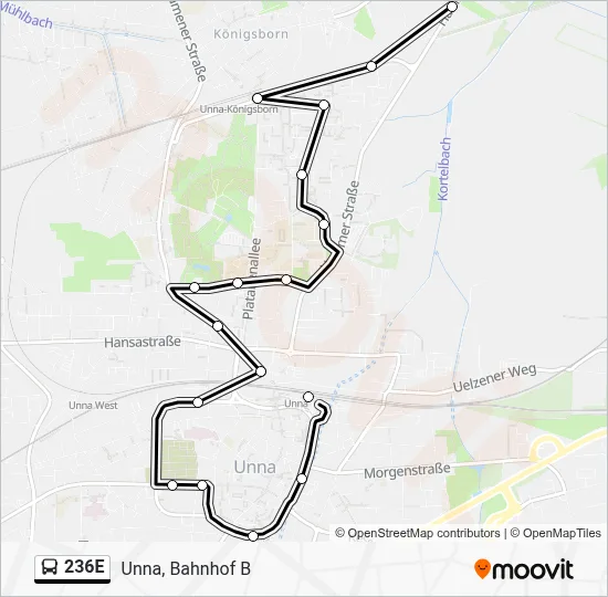236E Bus Line Map