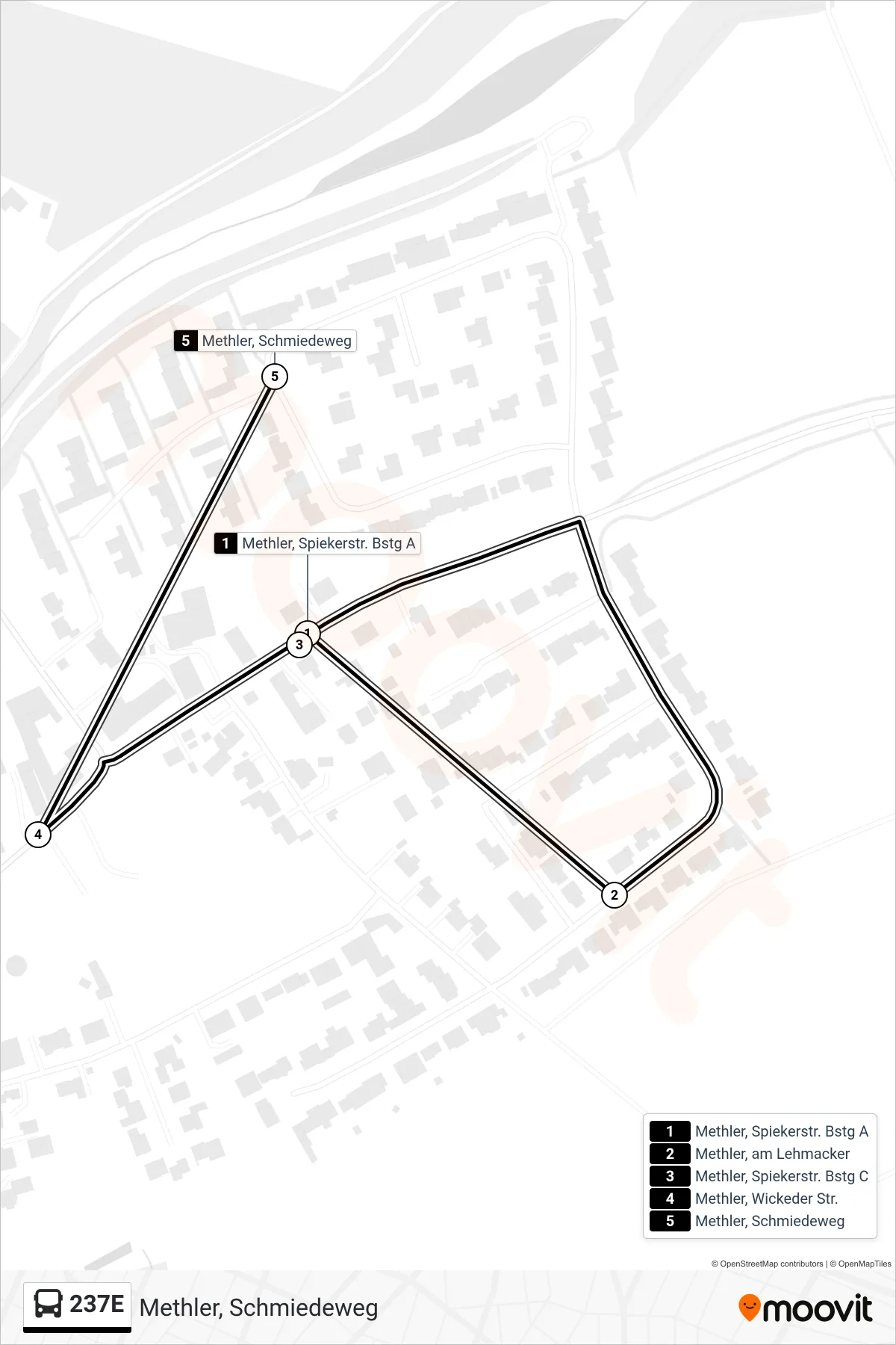 Linie 237E (Bus) Richtung Methler, Schmiedeweg: Route und Haltestellen auf der Karte
