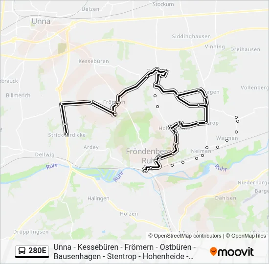 280E Bus Line Map