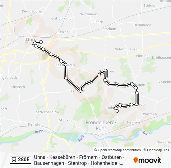 280E Bus Line Map
