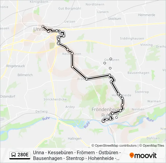 280E Bus Line Map