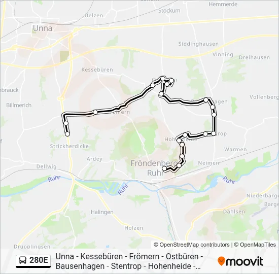 280E Bus Line Map