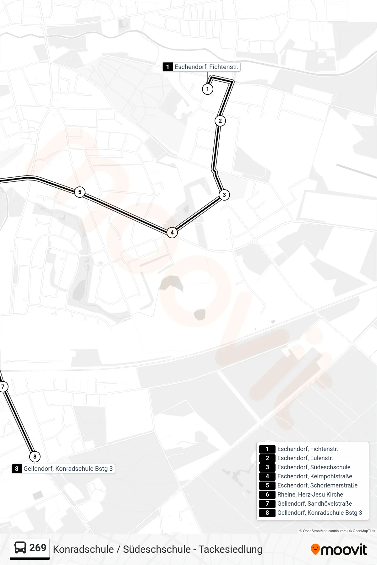 Linie 269 (Bus) Richtung Gellendorf, Konradschule Bstg 3: Route und Haltestellen auf der Karte