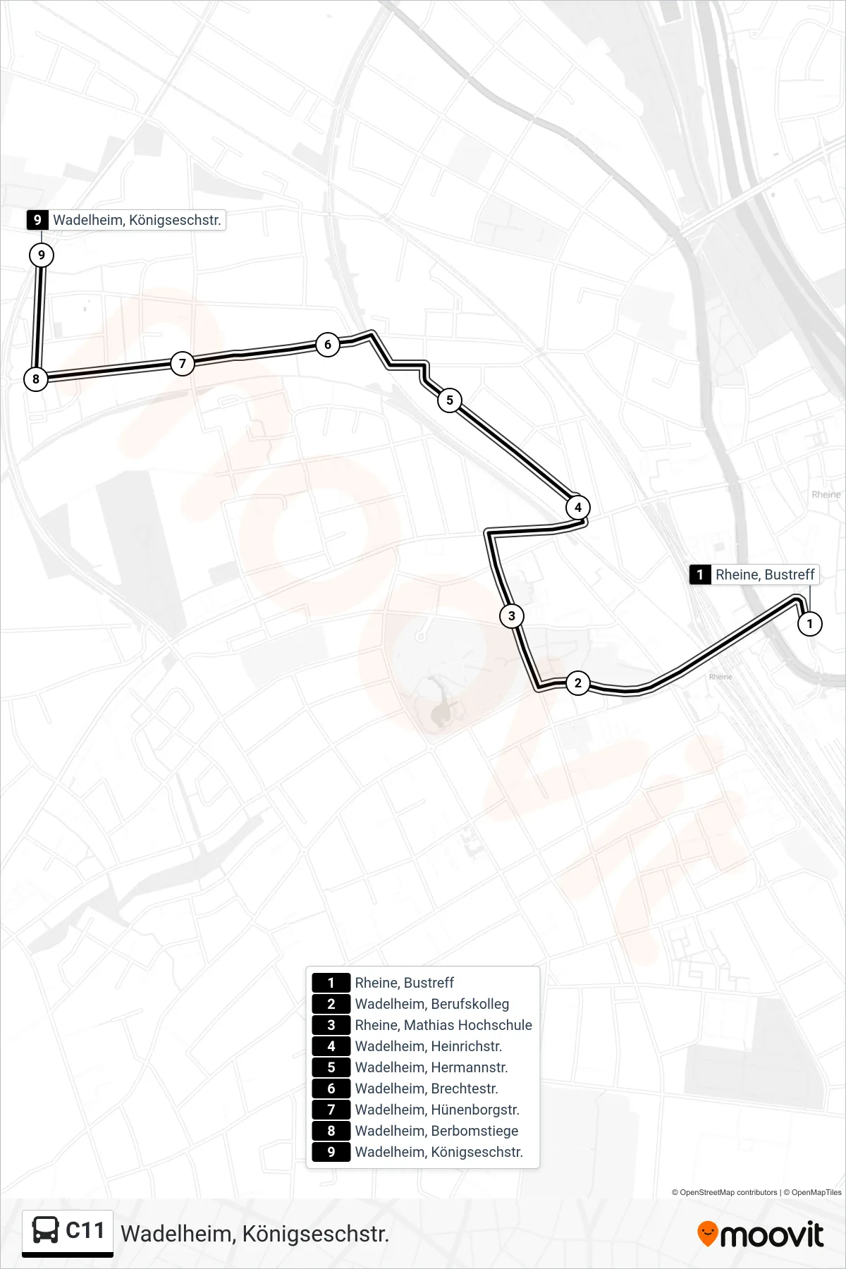 Linie C11 (Bus) Richtung Wadelheim, Königseschstr.: Route und Haltestellen auf der Karte