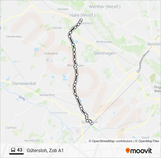 43 Bus Line Map