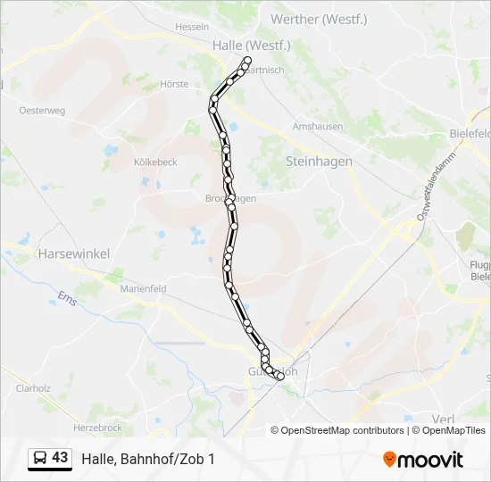 43 Bus Line Map