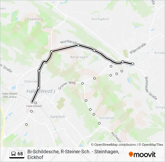 68 Bus Line Map