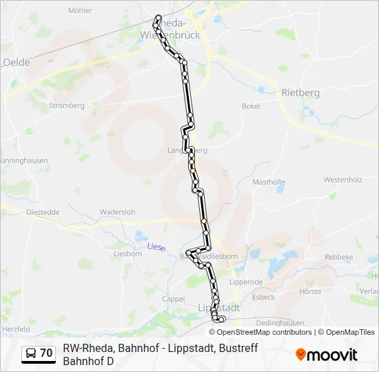 70 Bus Line Map