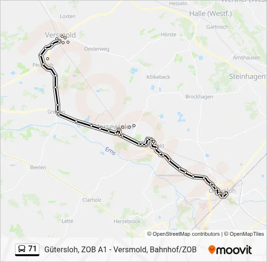 71 Bus Line Map