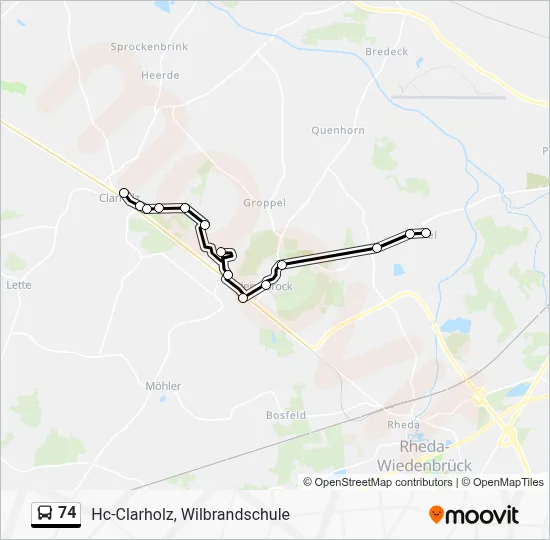 74 Bus Line Map