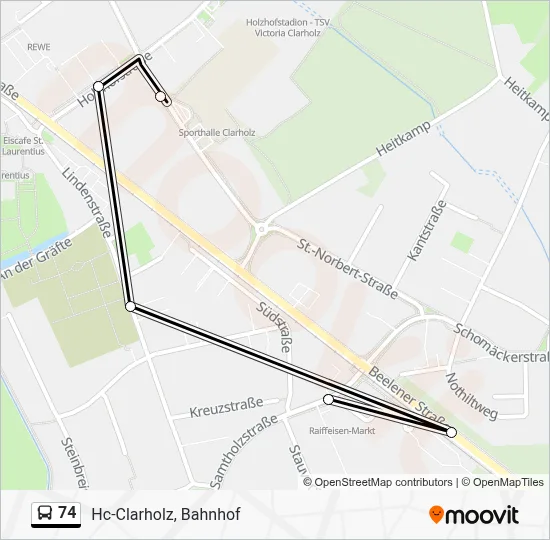 74 Bus Line Map