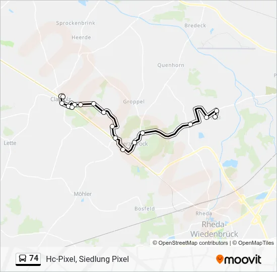 74 Bus Line Map