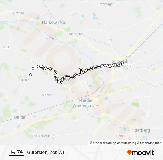74 Bus Line Map