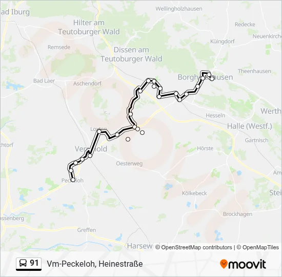 91 Bus Line Map
