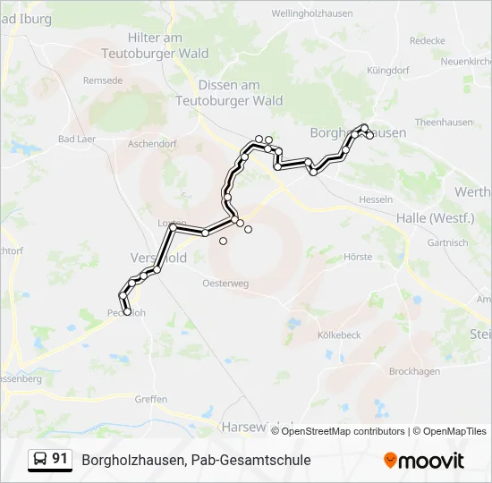 91 Bus Line Map