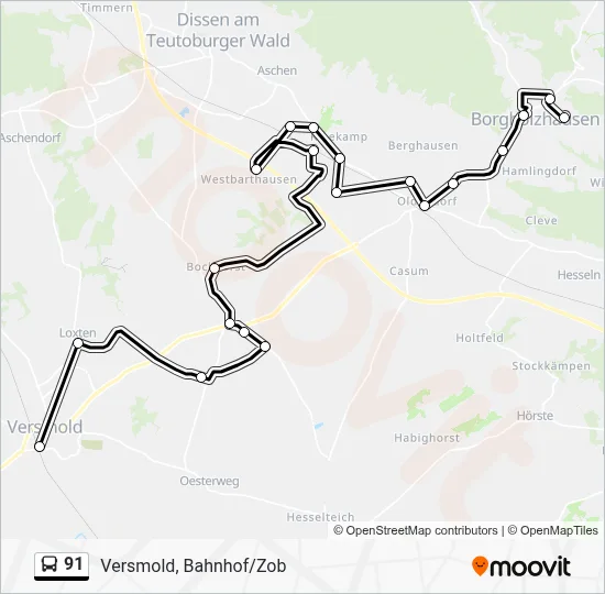 91 Bus Line Map