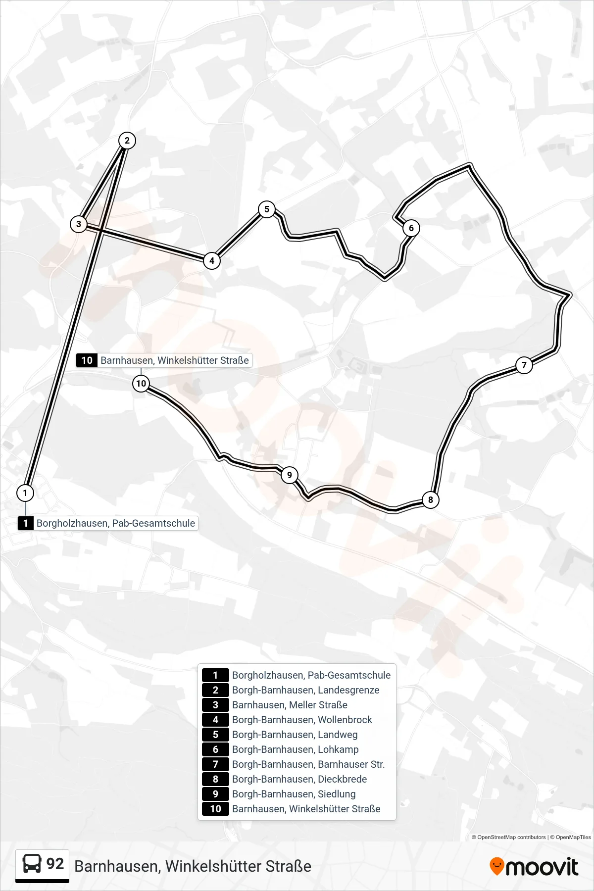 Linie 92 (Bus) Richtung Barnhausen, Winkelshütter Straße: Route und Haltestellen auf der Karte