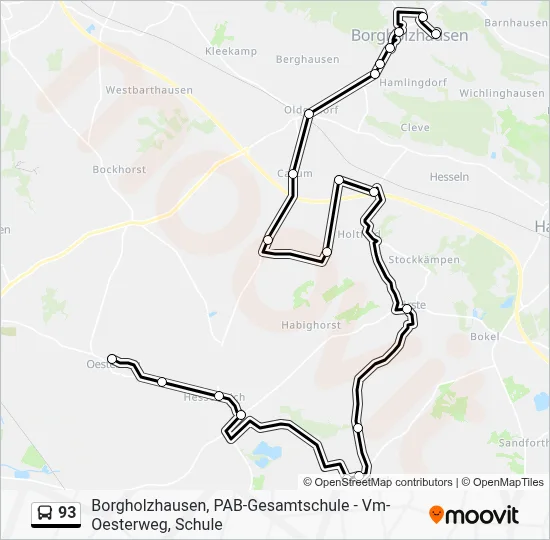 93 Bus Line Map