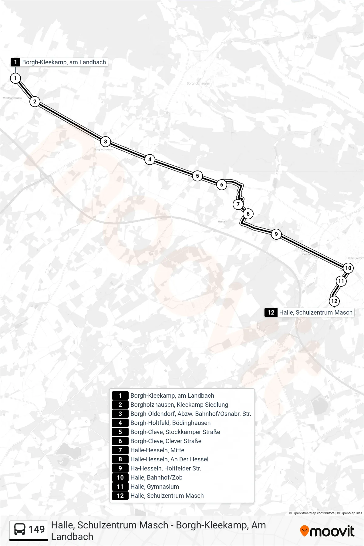 Linie 149 (Bus) Richtung Halle, Schulzentrum Masch: Route und Haltestellen auf der Karte