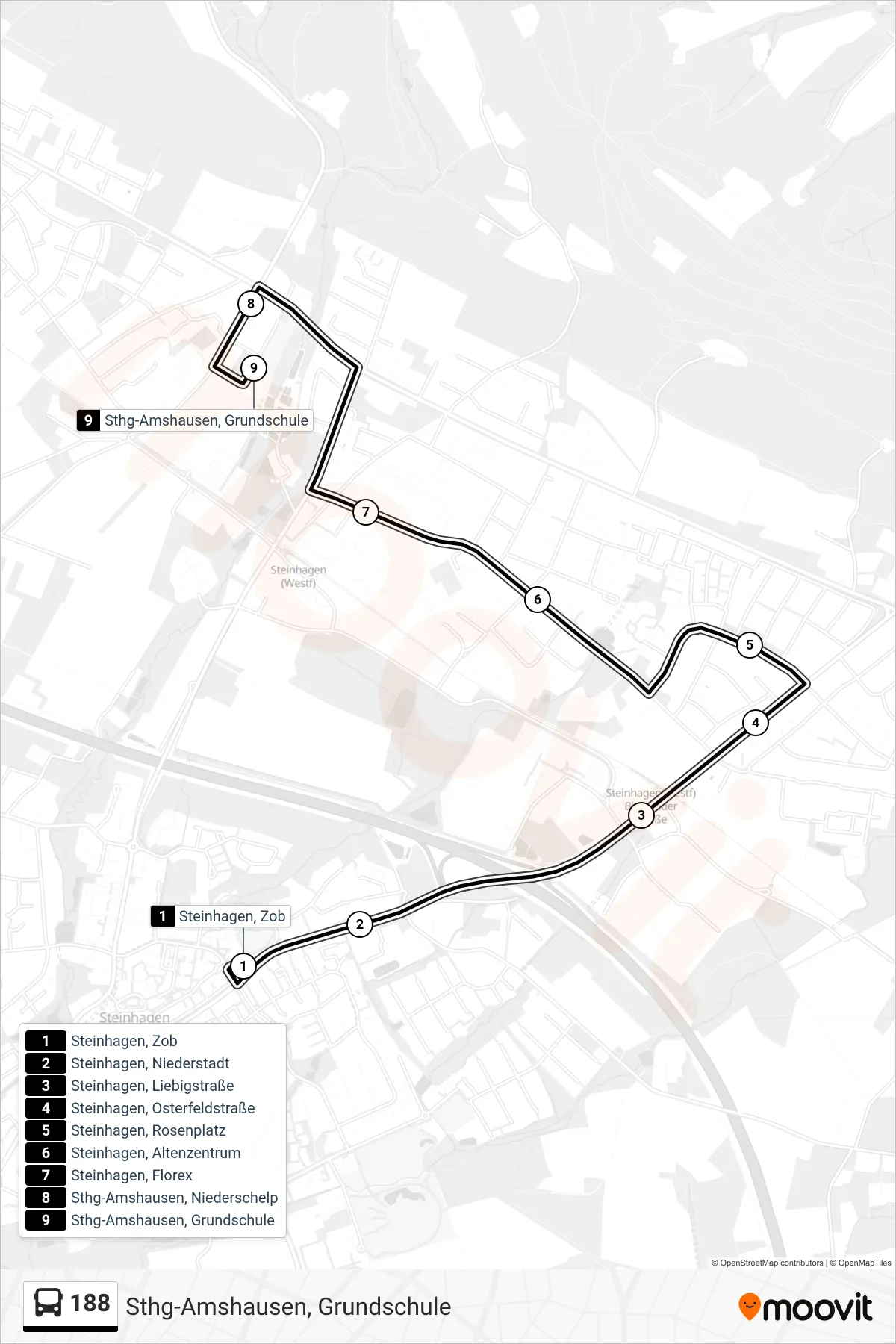 Linie 188 (Bus) Richtung Sthg-Amshausen, Grundschule: Route und Haltestellen auf der Karte