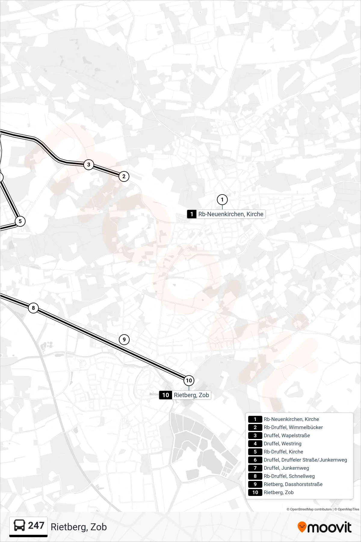 247 bus Line (Rietberg, Zob) route and stops on a map