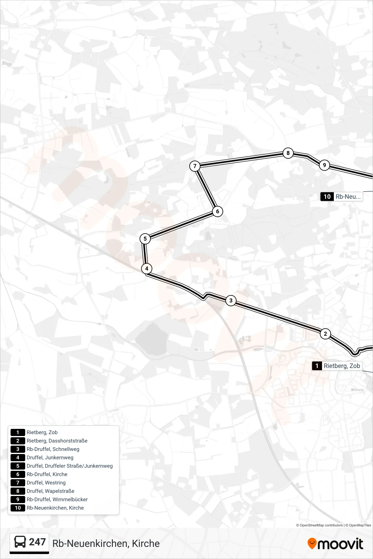 Linie 247 (Bus) Richtung Rb-Neuenkirchen, Kirche: Route und Haltestellen auf der Karte