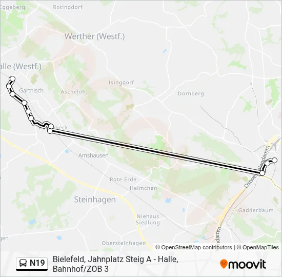 N19 Bus Line Map