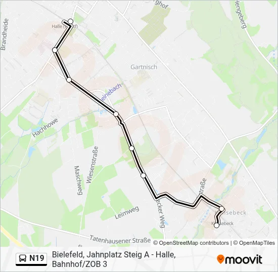 N19 Bus Line Map