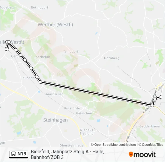 N19 Bus Line Map