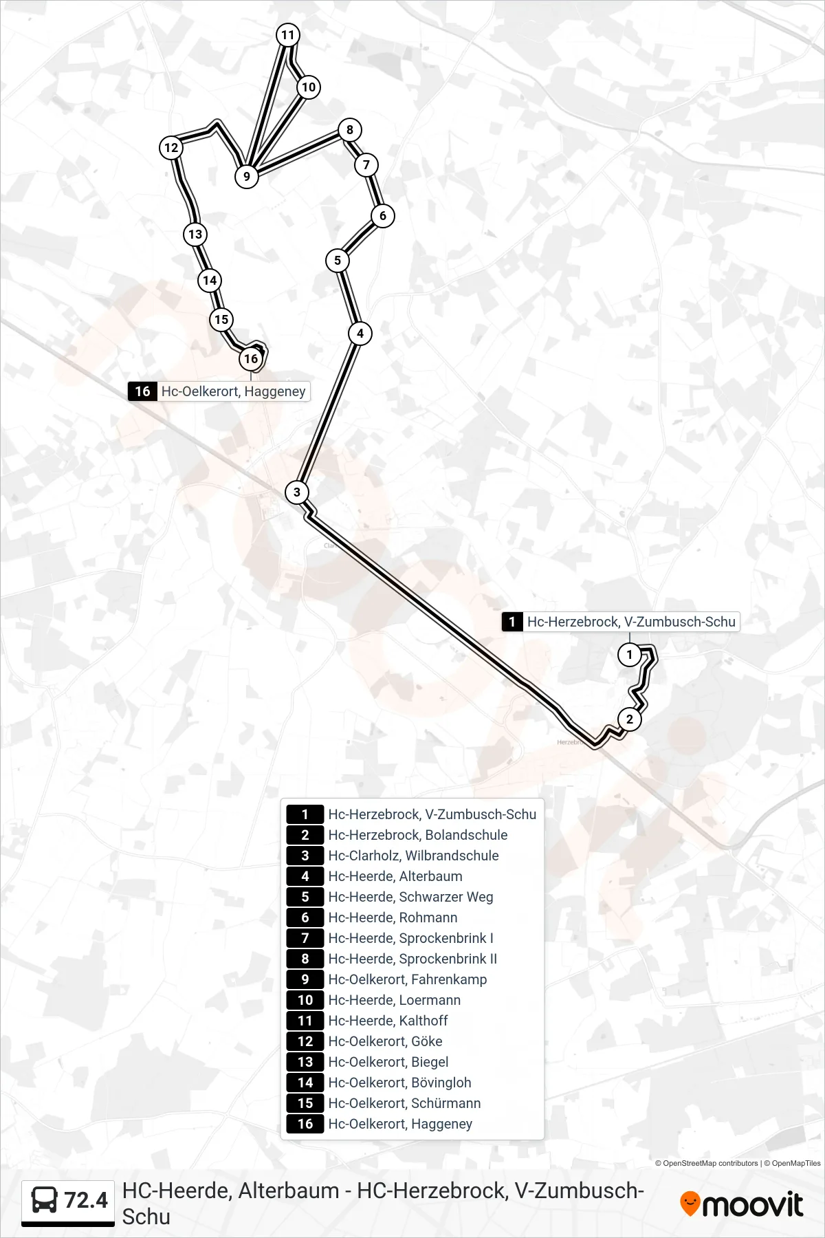 72.4 bus Line (Hc-Oelkerort, Haggeney) route and stops on a map