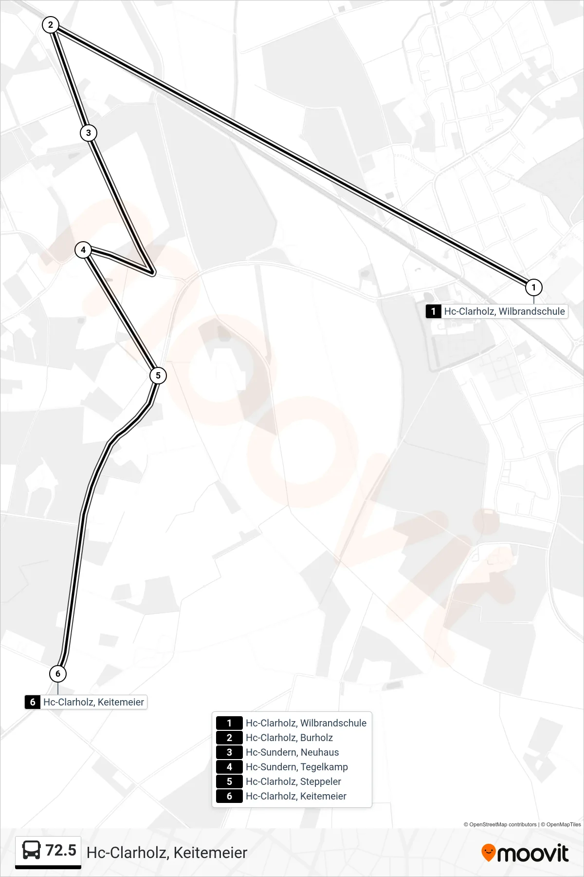 Linie 72.5 (Bus) Richtung Hc-Clarholz, Keitemeier: Route und Haltestellen auf der Karte