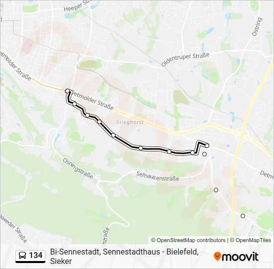 Buslinie 134 Karte