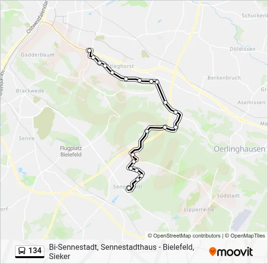 Buslinie 134 Karte