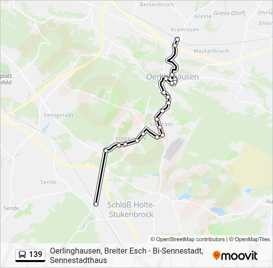 Buslinie 139 Karte