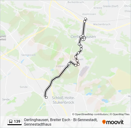 Buslinie 139 Karte