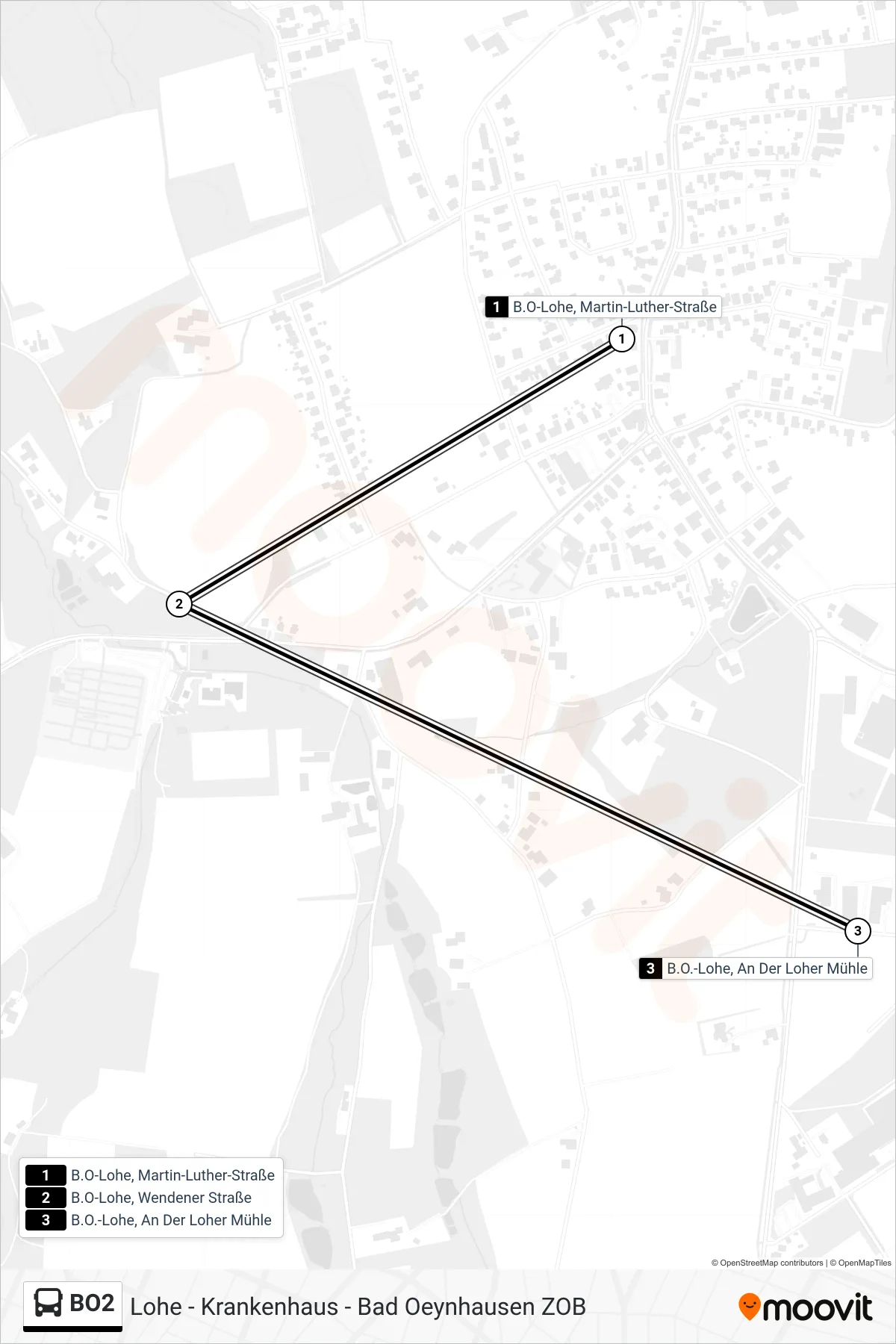 BO2 bus Line (Taxibus) route and stops on a map