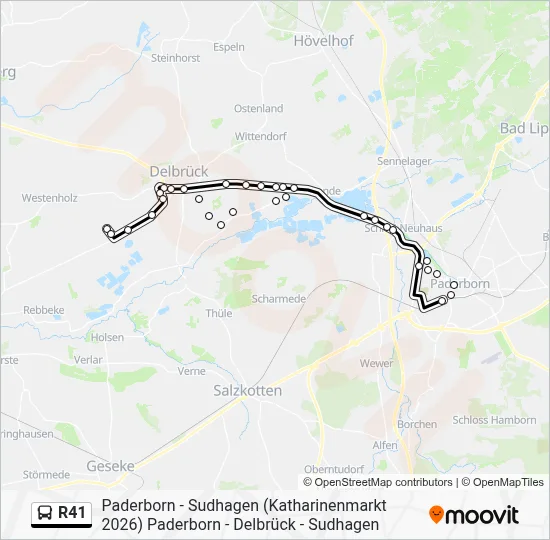 R41 Bus Line Map