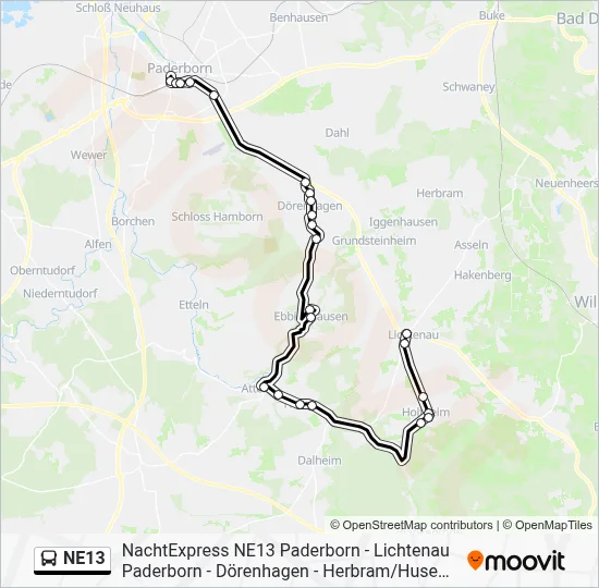 NE13 Bus Line Map