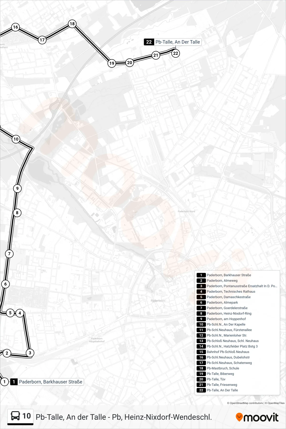 Linie 10 (Bus) Richtung Pb-Talle, An Der Talle: Route und Haltestellen auf der Karte
