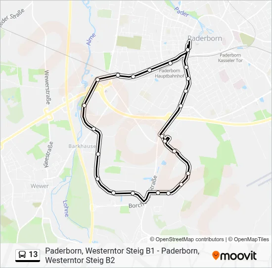 13 Bus Line Map