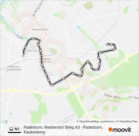N1 Bus Line Map