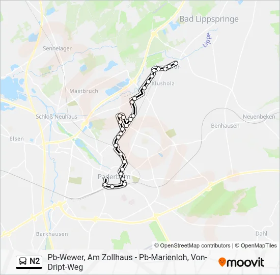 N2 Bus Line Map