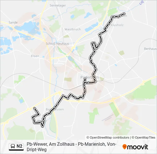 N2 Bus Line Map